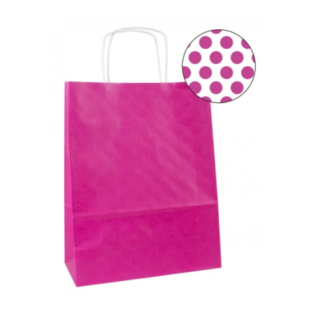 Apli Pack de 50 Sacs Kraft - Haute Résistance - Anses Bouclées - Réutilisables et Recyclables - Couleur Fuchsia