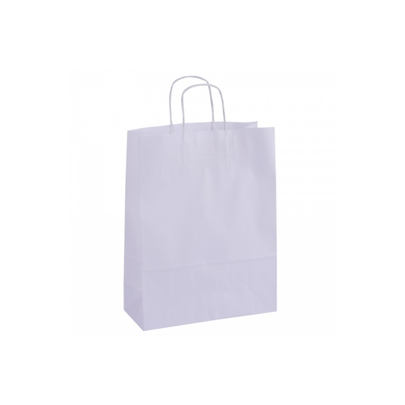 Apli Pack de 50 Sacs Kraft - Haute Résistance - Anses Bouclées - Réutilisables et Recyclables - Coloris Blanc