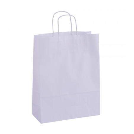Apli Pack de 50 Sacs Kraft - Haute Résistance - Anses Bouclées - Réutilisables et Recyclables - Coloris Blanc