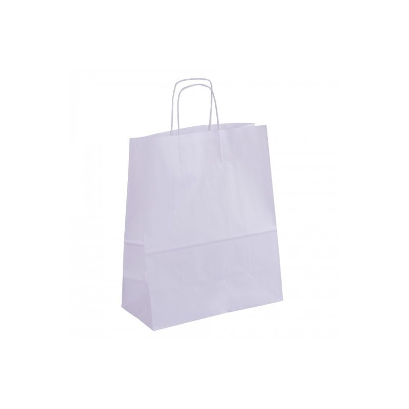 Apli Pack de 50 Sacs Kraft - Haute Résistance - Anses Bouclées - Réutilisables et Recyclables - Coloris Blanc