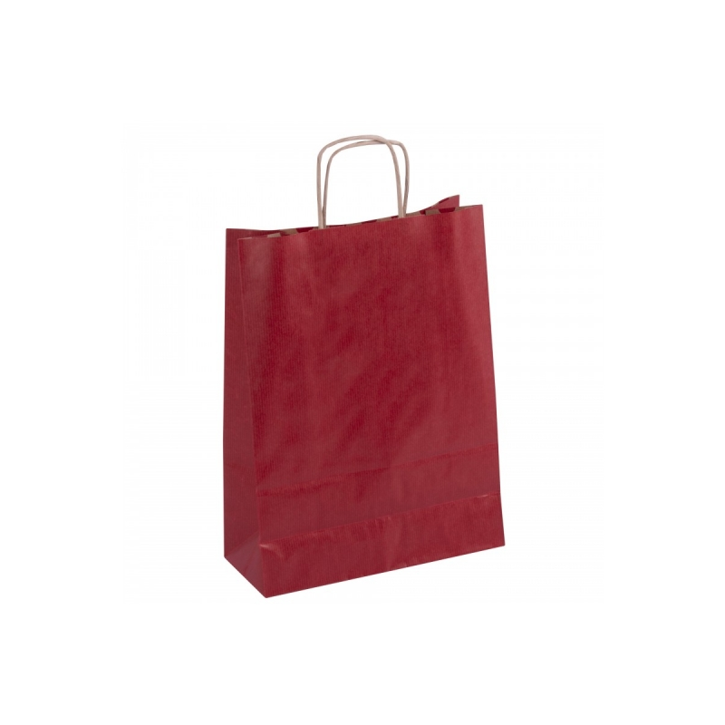 Apli Pack de 50 Sacs Kraft - Haute Résistance - Anses Bouclées - Réutilisables et Recyclables - Coloris Rouge