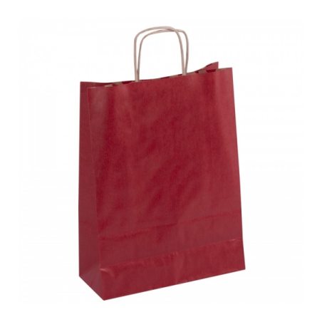 Apli Pack de 50 Sacs Kraft - Haute Résistance - Anses Bouclées - Réutilisables et Recyclables - Coloris Rouge