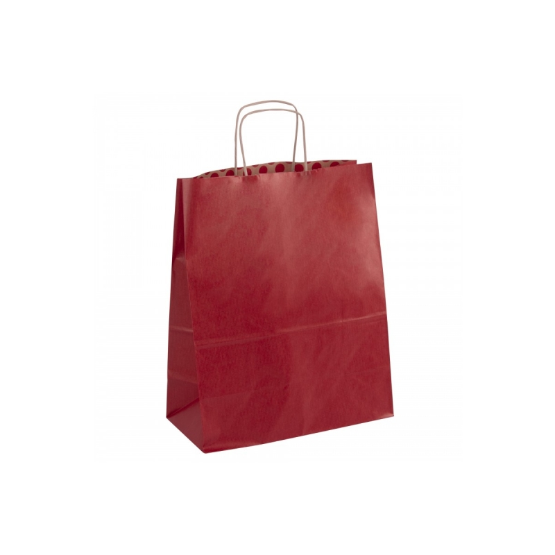 Apli Pack de 50 Sacs Kraft - Haute Résistance - Anses Bouclées - Réutilisables et Recyclables - Coloris Rouge