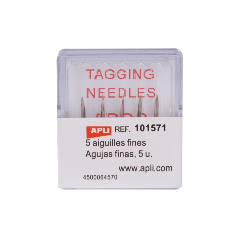 Apli Pack de 5 aiguilles de rechange pour étiqueteuses textiles fins - Compatible avec le pistolet textile modèle 101546 et les