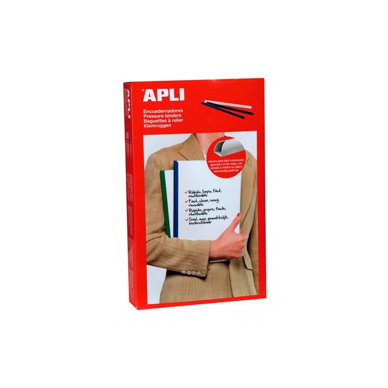Apli Pack de 50 Classeurs Coulissants - Facile et Rapide - Fente d'insertion - Capacité 150 Feuilles - Coloris Noir