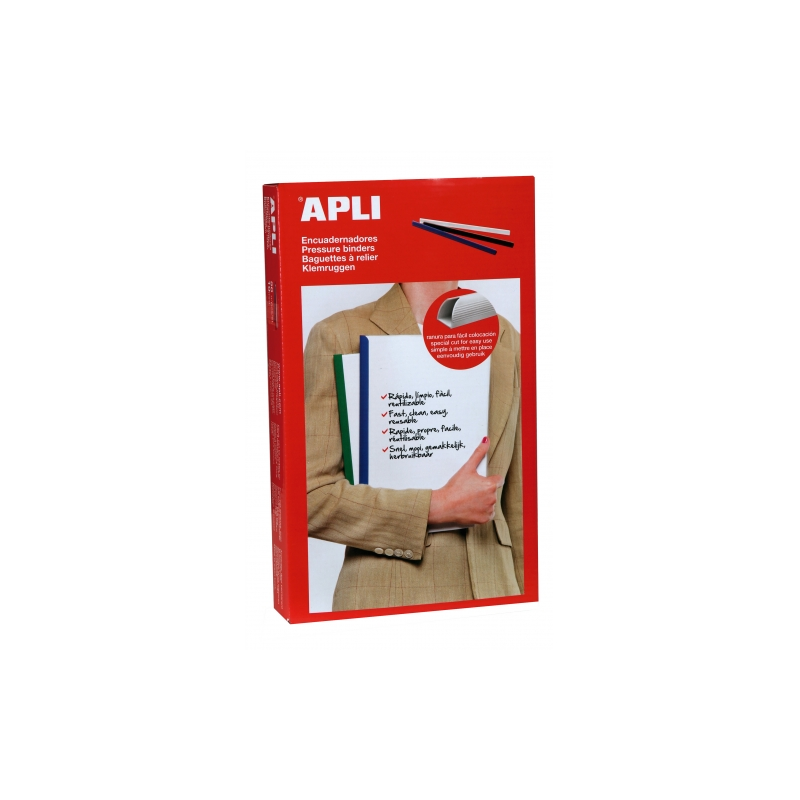 Apli Pack de 50 Classeurs Coulissants - Facile et Rapide - Fente d'insertion - Capacité 100 Feuilles - Coloris Blanc