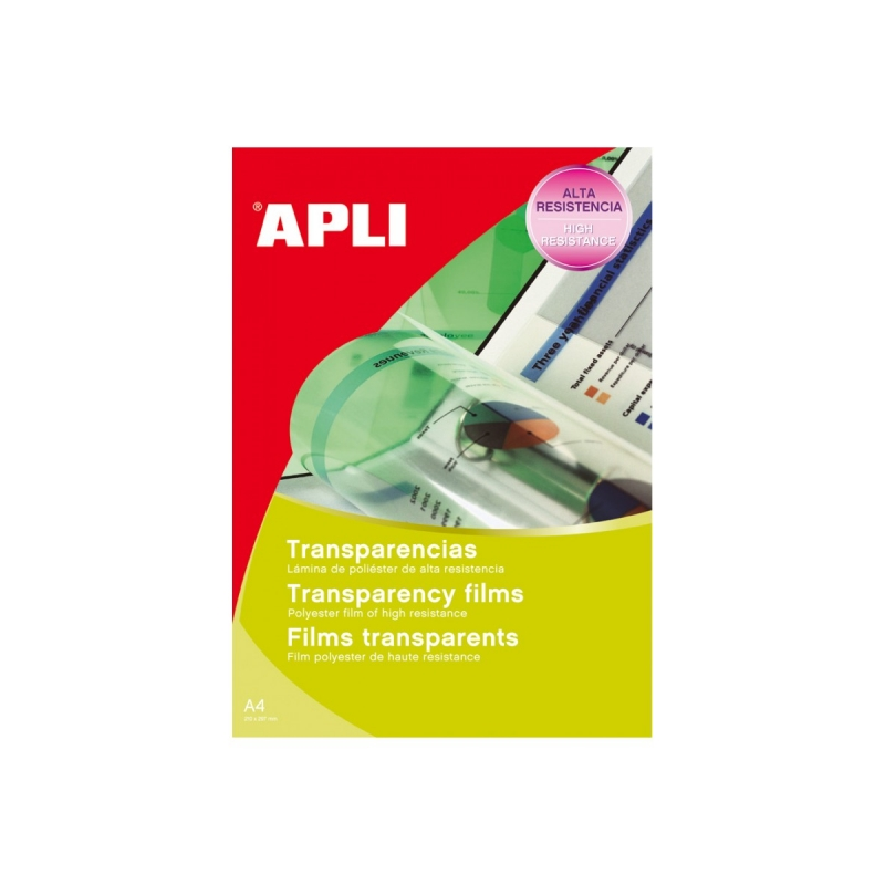 Transparents polyester Apli pour imprimantes jet d'encre - Haute qualité de reproduction - Grande clarté - Séchage rapide