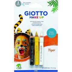 ✅ Giotto Make Up Tiger Pack de 3 crayons cosmétiques thème Tigre - Se lave à l'eau - Testé dermatologiquemen en stock