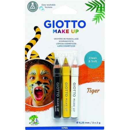 ✅ Giotto Make Up Tiger Pack de 3 crayons cosmétiques thème Tigre - Se lave à l'eau - Testé dermatologiquemen en stock