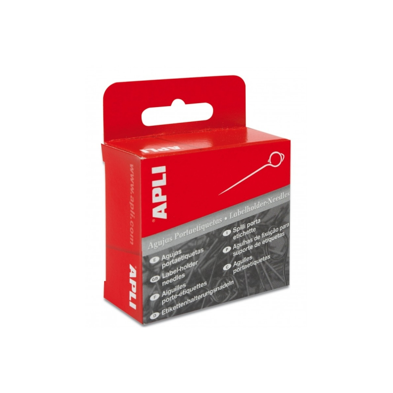 Apli Boite de 100 Aiguilles Porte-Étiquettes Argent - Tête Fil Ronde - Idéales pour Magasins de Vêtements et Textiles - Couleur