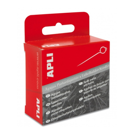 Apli Boite de 100 Aiguilles Porte-Étiquettes Argent - Tête Fil Ronde - Idéales pour Magasins de Vêtements et Textiles - Couleur