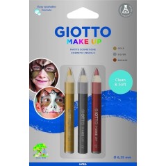 ✅ Giotto Make Up Metallic Pack avec 3 crayons cosmétiques - Se lave à l'eau - Testé dermatologiquement - Coul en stock