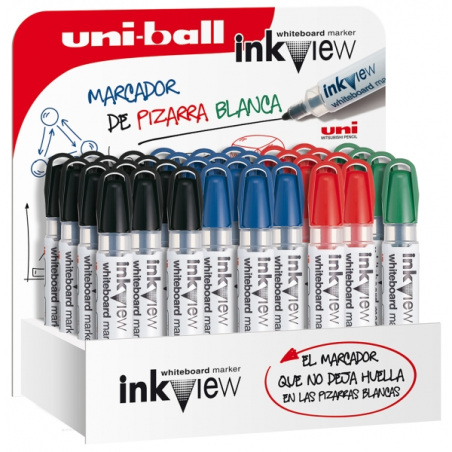 LOT de 36 Uni-ball Inkview PWB-202 Présentoir de 36 marqueurs pour tableau blanc - Pointe conique 1,8-2,2 mm - Zone