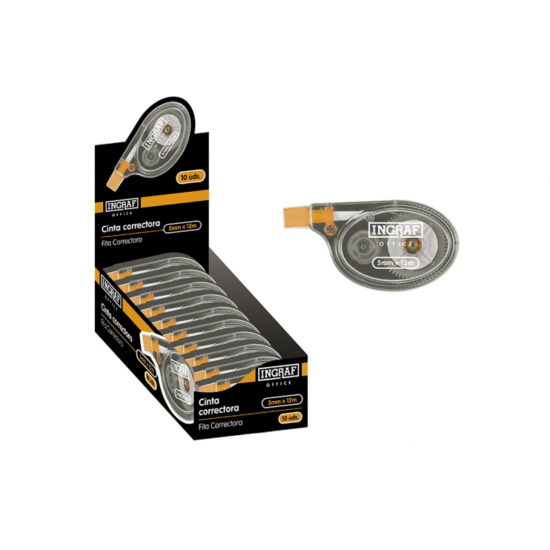 Ruban correcteur sec latéral Ingraf noir x10 Ruban correcteur sec latéral Ingraf noir x10