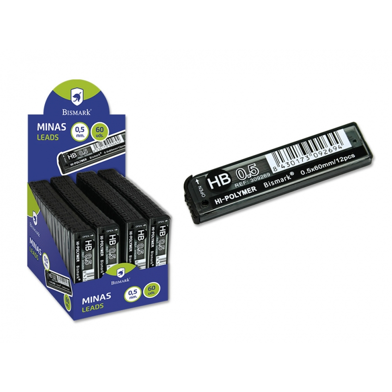 Mines de rechange HB 0,5 mm Bismark noir x60 Mines de rechange HB 0,5 mm Bismark noir x60