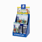 Présentoir de table Staedtler avec 8 unités 185 C12, 5 unités 185 C24, 4 unités 550 60, 6 unités 308 S1 WP3 et 2 unités Gift