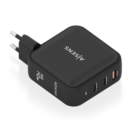 ✅ Chargeur Aisens GAN 140W - 2xUSB-C PD3.1 QC4.0 - 1xUSB-A QC3.0 couleur Noir en stock