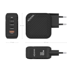 ✅ Chargeur Aisens GAN 100W - 3xUSB-C PD3.0 QC4.0 - 1xUSB-A QC3.0 couleur Noir en stock