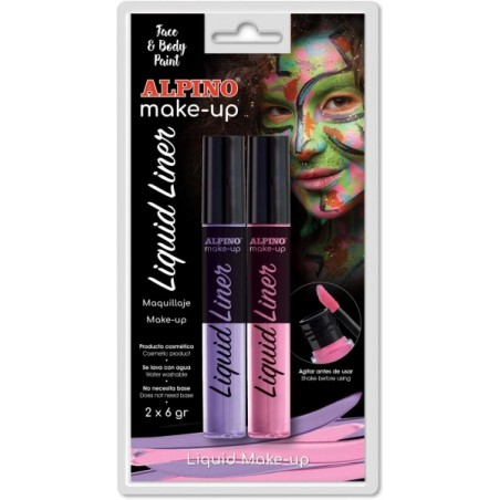 ✅ Alpino Make-up Liquid Liner Pack avec 2 Flacons de Maquillage Liquide avec Applicateur - Se Lave à l'Eau - Te en stock