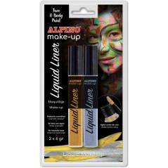 ✅ Alpino Make-up Liquid Liner Pack avec 2 Flacons de Maquillage Liquide avec Applicateur - Se Lave à l'Eau - Te en stock