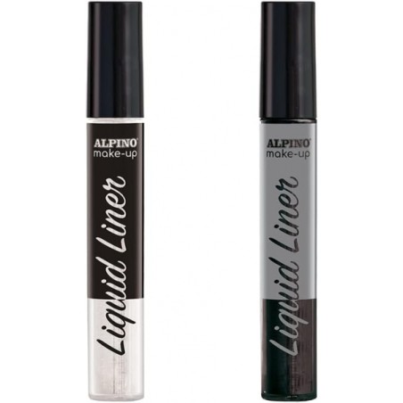 Alpino Make-up Liquid Liner Pack avec 2 flacons de maquillage liquide avec applicateur - Se lave à l'eau - Testé
