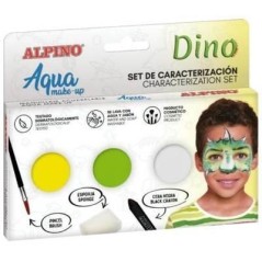 ✅ Alpino Aqua Make Up Coffret de Caractérisation des Dinosaures - 3 Compacts + Cire Noire + Pinceau + Éponge c en stock