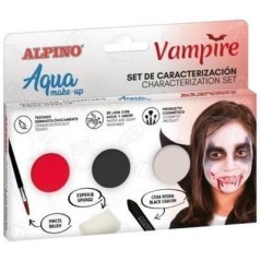 ✅ Alpino Aqua Make Up Vampire Caractérisation Set - 3 Compacts + Cire Noire + Pinceau + Éponge couleur Surtido en stock