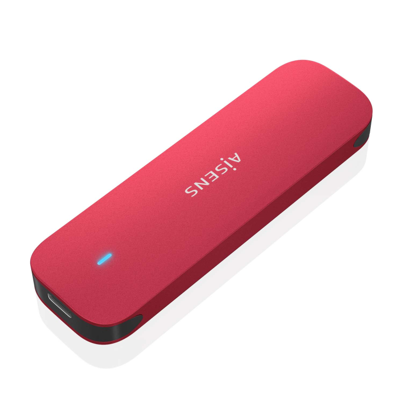 Aisens Boîtier Externe M.2 (NGFF) ASM2-027Red NVMe vers USB3.2 GEN2 - Couleur Rouge