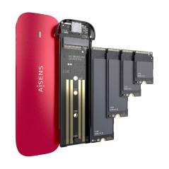 Aisens Boîtier Externe M.2 (NGFF) ASM2-027Red NVMe USB3.2 GEN2 Rouge
