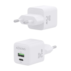 ✅ Aisens Chargeur Gan 25W - 1xUSB-C PD3.0 QC4.0 - 1xUSB-A QC3.0 - Blanc couleur Blanc en stock