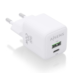 ✅ Aisens Chargeur Gan 20W - 1xUSB-C PD3.0 QC4.0 - 1xUSB-A QC3.0 - Blanc couleur Blanc en stock