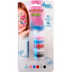 ✅ Alpino Fiesta Aqua Make-up Pack tour de maquillage aquarelle pour le visage avec 5 couleurs différentes + pin en stock