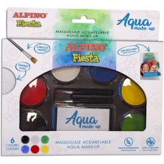 ✅ Alpino Fiesta Aqua Pack de Maquillage avec Palette de Maquillage Aquarelle 6 Couleurs + 2 Pinceaux + Éponge e en stock