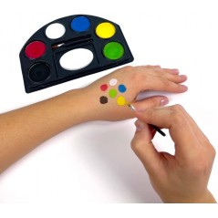 Alpino Fiesta Aqua Pack de Maquillage avec Palette de Maquillage Aquarelle 6 Couleurs + 2 Pinceaux + Éponge et Mode d'emploi