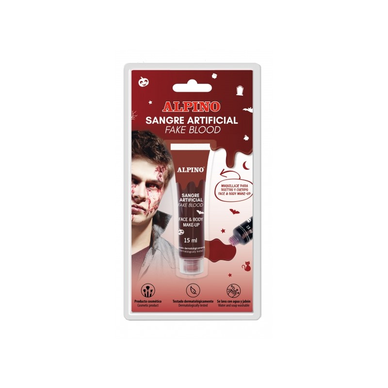 Alpino Flacon de Sang Artificiel 15 ml - Texture Viscose - Couleur Réaliste - Testé Dermatologiquement - Se Lave à l'Eau et au