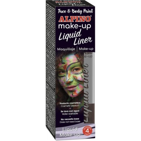 ✅ Alpino Make-up Liquid Liner Pack avec 4 flacons de maquillage liquide avec applicateur - Se lave à l'eau - Te en stock