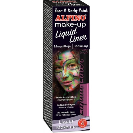 ✅ Alpino Make-up Liquid Liner Pack de 4 Flacons de Maquillage Liquide avec Applicateur - Se Lave à l'Eau - Test en stock