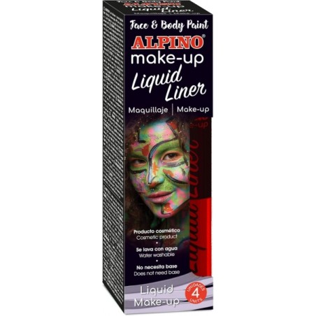✅ Alpino Make-up Liquid Liner Pack avec 4 flacons de maquillage liquide avec applicateur - Se lave à l'eau - Te en stock