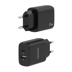 ✅ Chargeur Aisens 25W - 1xUSB-C PD3.0 - 1xUSB-A QC3.0 - Couleur Noir couleur Noir en stock