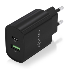 Chargeur Aisens 20W - 1xUSB-C PD3.0 - 1xUSB-A QC3.0 - Couleur Noir
