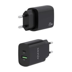 ✅ Chargeur Aisens 20W - 1xUSB-C PD3.0 - 1xUSB-A QC3.0 - Couleur Noir couleur Noir en stock