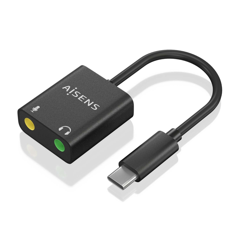 Aisens Convertisseur USB-C vers Audio 48KHz - USB-C/M-2xJACK 3.5/H - 10cm - Couleur Noir