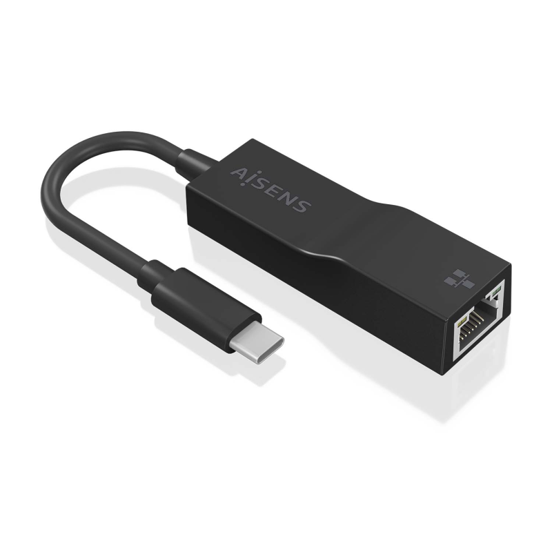 Aisens USB3.1 GEN1 Convertisseur USB-C vers Gigabit Ethernet 10/100/1000 Mbps - 11 cm - Couleur Noir