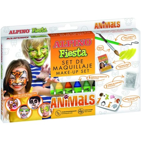 ✅ Alpino Fiesta Animals Pack de Maquillage avec 6 Bâtons de Peinture pour le Visage + Pinceau + Autocollants Ta en stock
