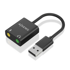 Aisens Convertisseur USB-A vers Audio 48KHz - USB-A/M-2xJACK 3.5/H - 10cm - Couleur Noir