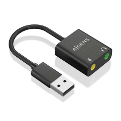 Aisens Convertisseur USB-A vers Audio 48KHz - USB-A/M-2xJACK 3.5/H - 10cm - Couleur Noir