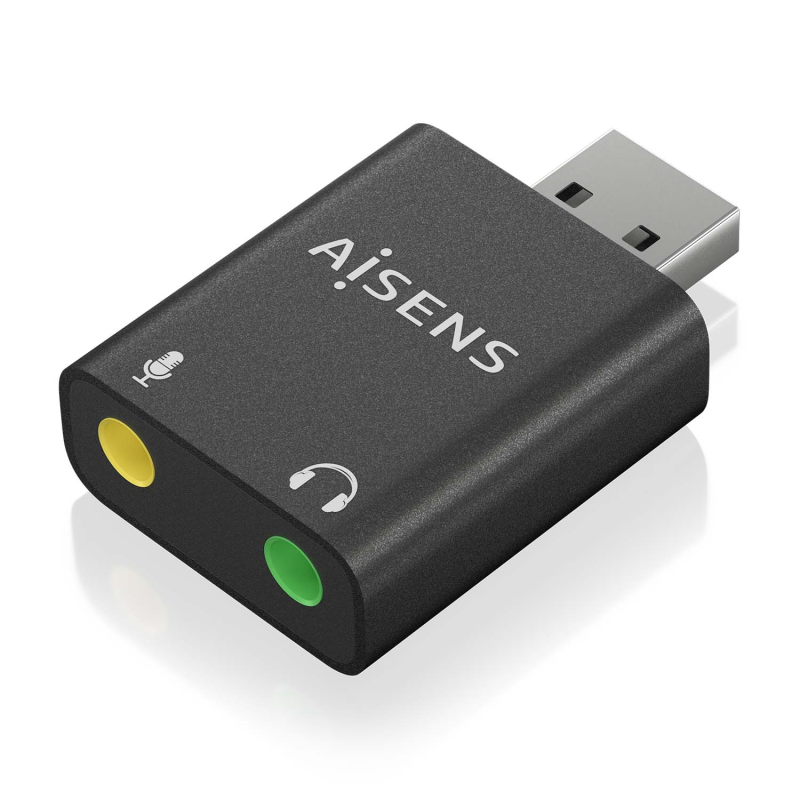 Convertisseur USB-A vers 2x Jack 3.5mm Aisens Noir