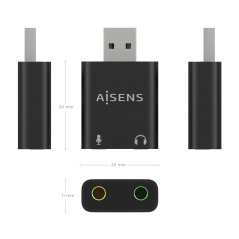 adaptateur audio USB noir Aisens