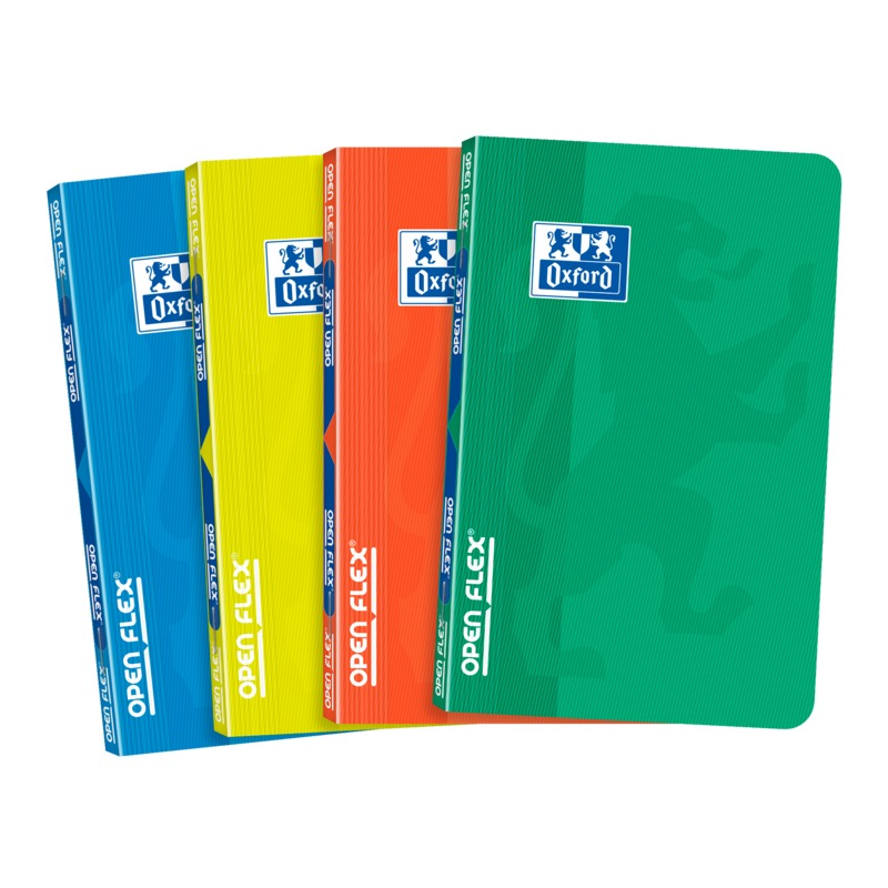 LOT de 10 Oxford School Classic Openflex 9x14 Carnet agrafé - Couverture en plastique robuste - 48 feuilles de papier quadrillé