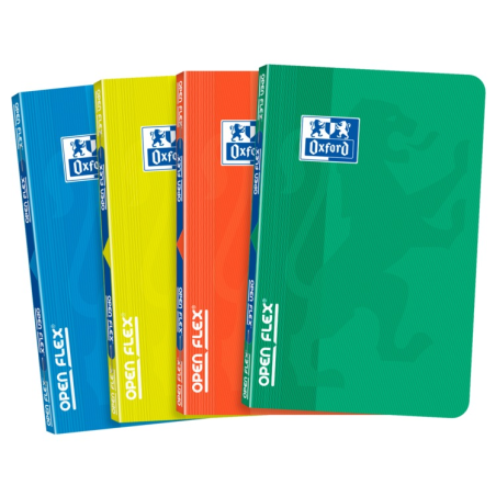 LOT de 10 Oxford School Classic Openflex 9x14 Carnet agrafé - Couverture en plastique robuste - 48 feuilles de papier quadrillé